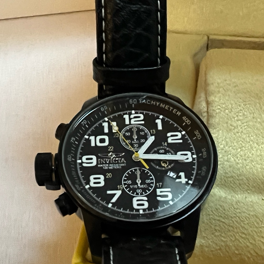 Invicta Black And White Tachymeter Watch